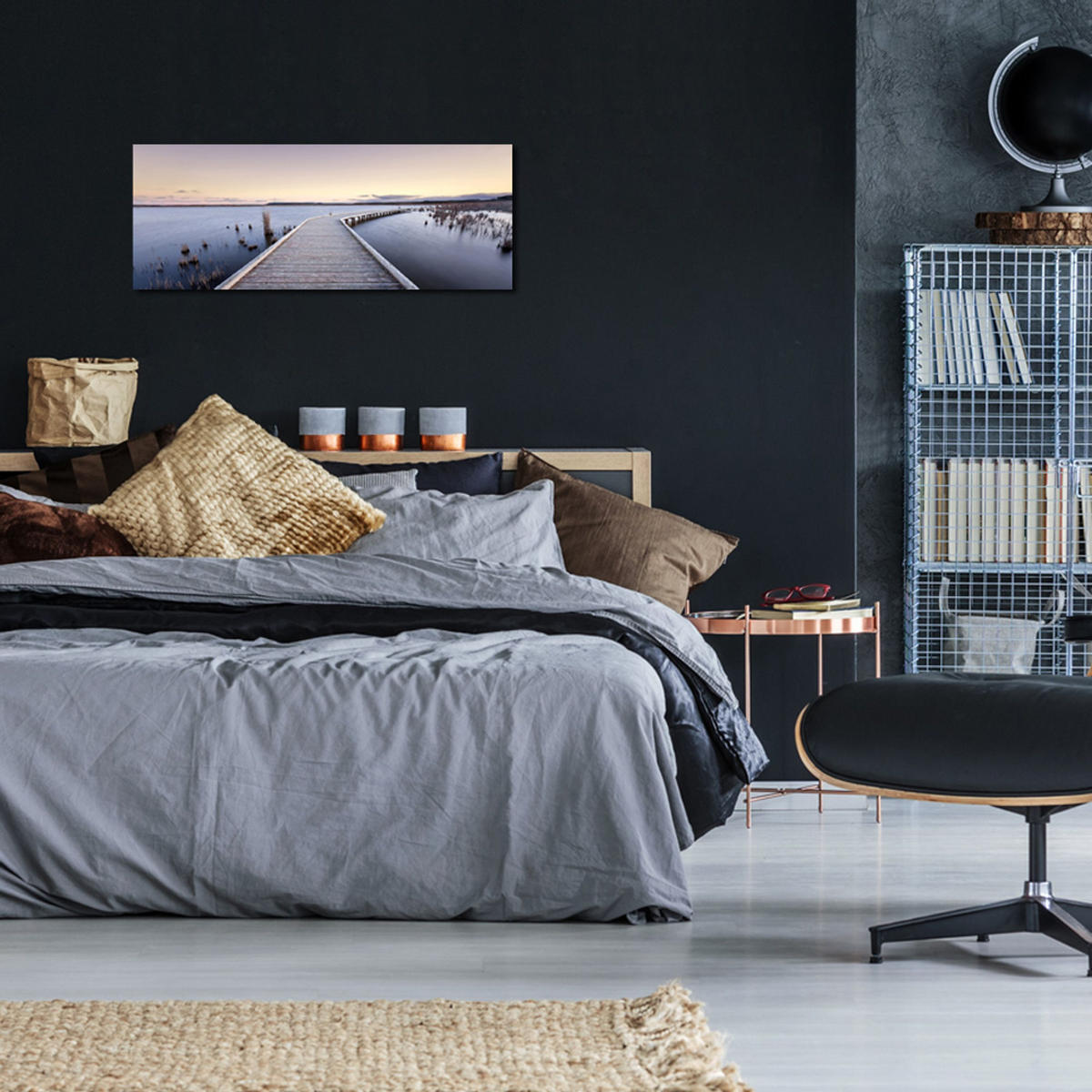 GLASBILD 80x30 cm Steg Landschaft - Gelb, Glas (80/30cm) - artissimo