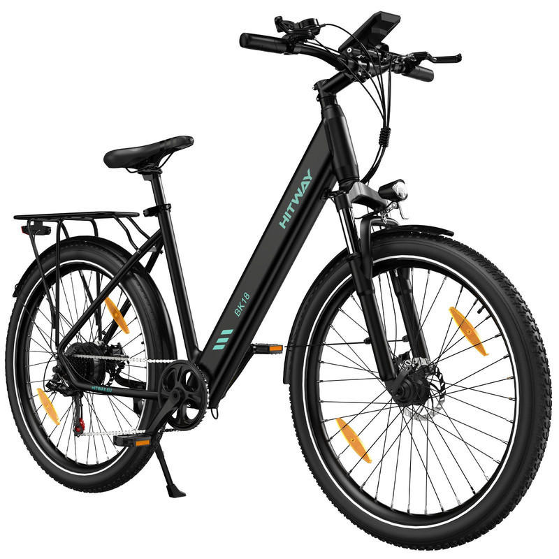 E-BIKE City BK18 27,5 *2,8 zoll mit Samsung 36V15Ah Akku bis zu 80km, 7 Gang - Schwarz, Metall (27cm) - COLORWAY