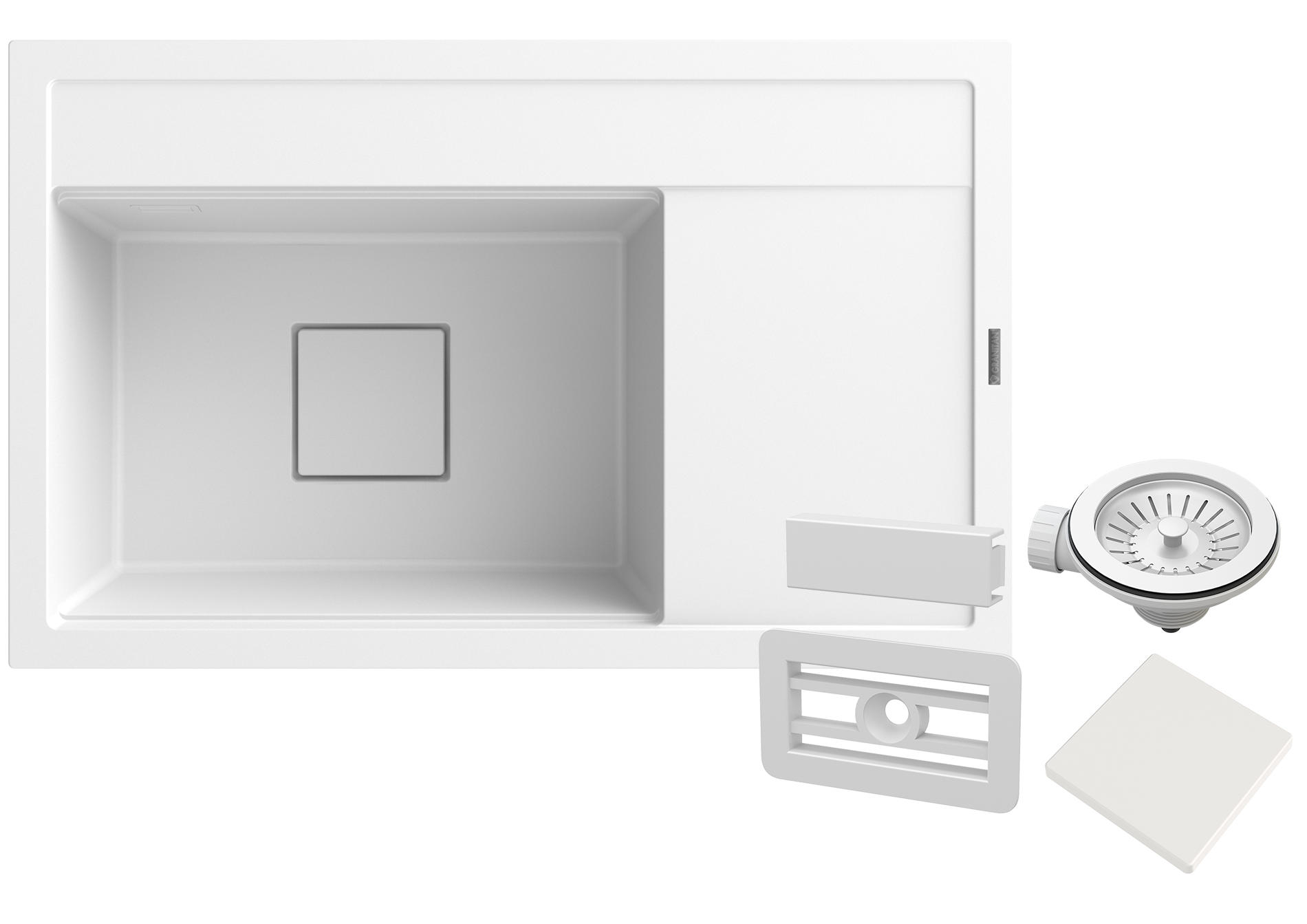 KÜCHENSPULE Rendo mit Siphon - Weiß, Kunststoff/Stein (51/22/81cm) - Granitan