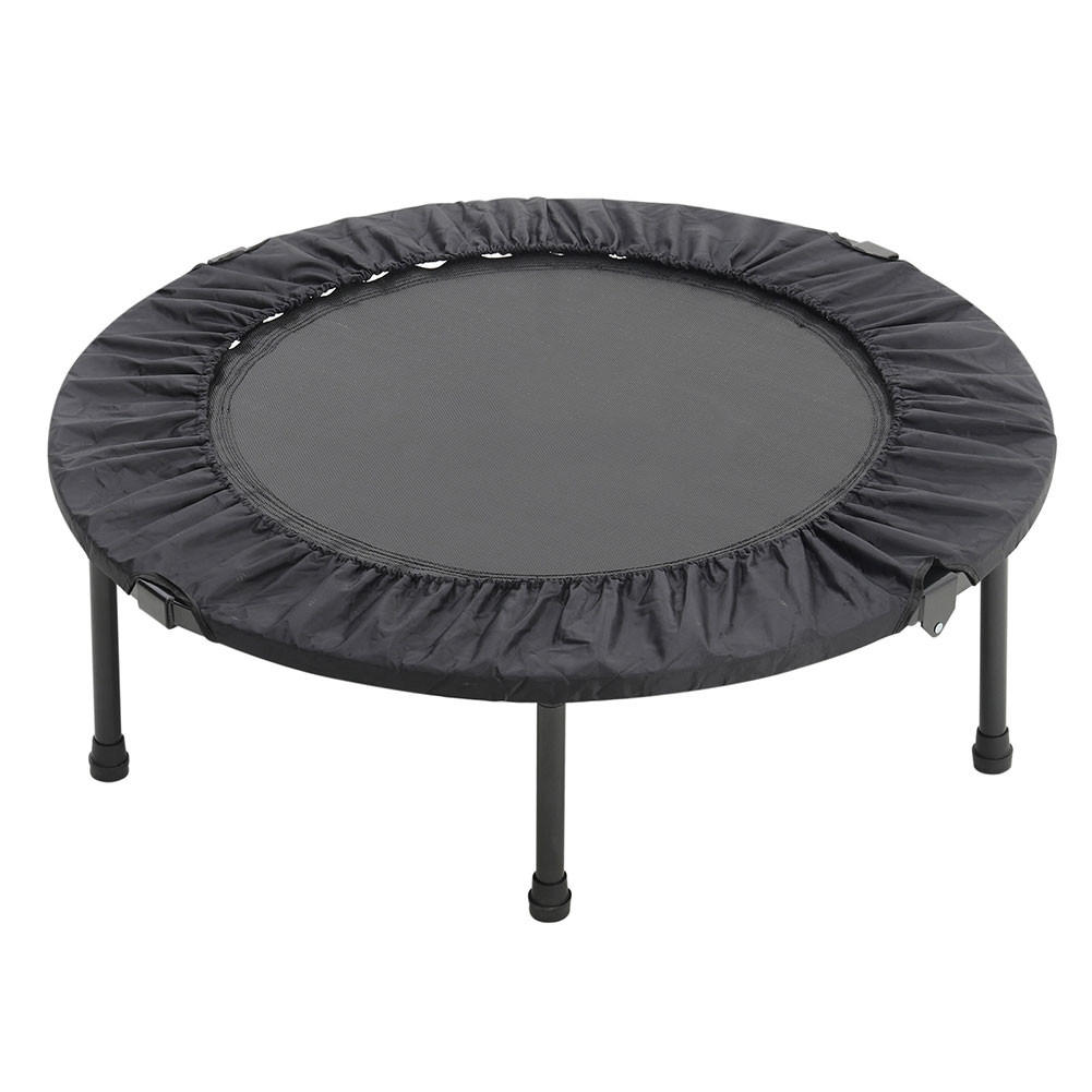 38-ZOLL-INDOOR-FALTTRAMPOLIN aus Stahl, Oxford-Gewebe, Federn in Schwarz 96 cm Durchmesser x 25.5 cm Höhe - Schwarz, Metall (96/96/25.5cm) - Livingandhome