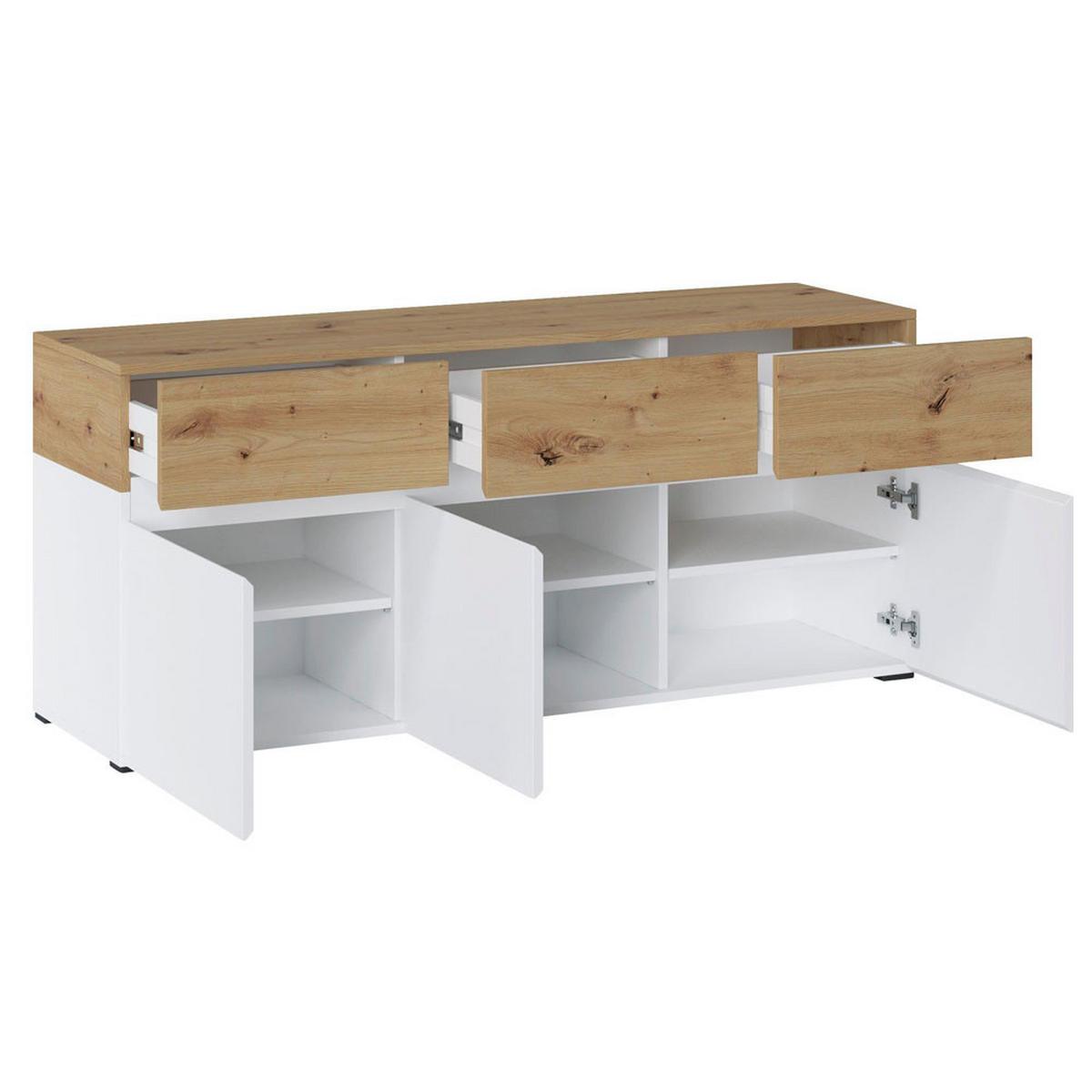 LOWBOARD Rimini weiß / Eiche Artisan 135 / 40 / 59cm - Eichefarben/Weiß, Holz/Holzwerkstoff (135/59/40cm) - Feldmann-Wohnen