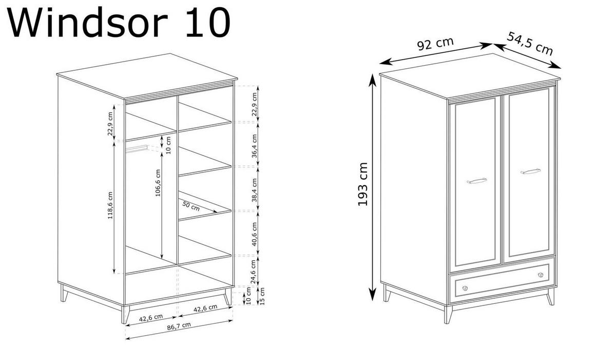 KLEIDERSCHRANK Windsor Kaschmir, Dreitürige mit Schublade - Kaschmir, Holzwerkstoff (92/193/55cm) - Bettso