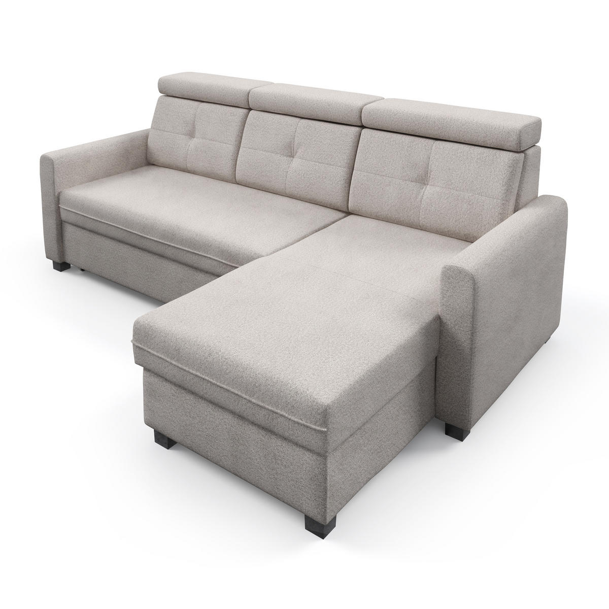 ECKSCHLAFSOFA Milano, Beige, rechts - Beige/Schwarz, Textil (217/166cm) - Beautysofa