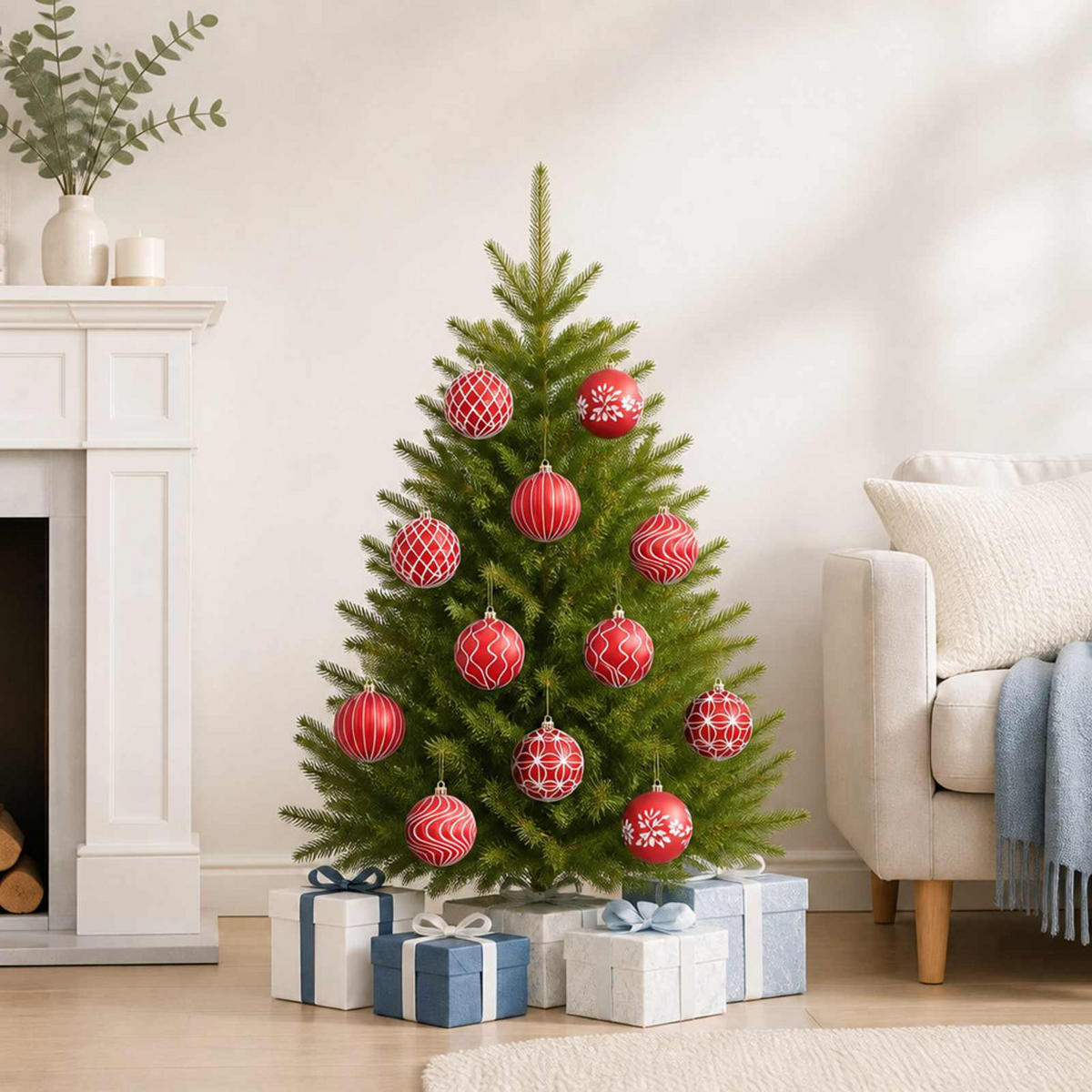 WEIHNACHTSKUGELSET XL 12 -teilig 10 cm Rot Polystyrol - Rot, Kunststoff (10/10/10cm) - vidaXL