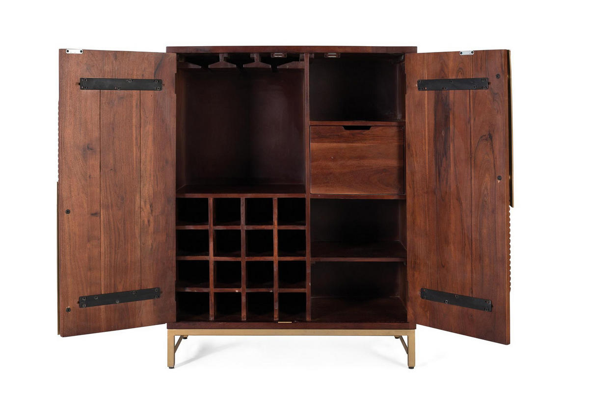 BARSCHRANK aus Mangoholz und Metall - Kirschbaumfarben, Holz (46/119/91cm) - Giner y Colomer