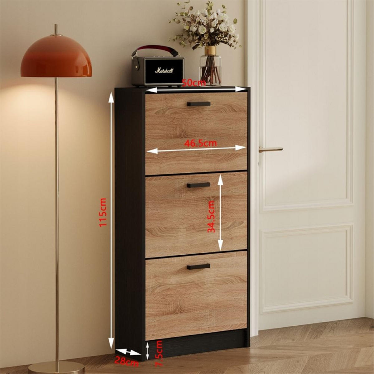 SCHUHSCHRANK, braun 28/50/115 cm - Ahornfarben/Braun, Holzwerkstoff (28/115/50cm)
