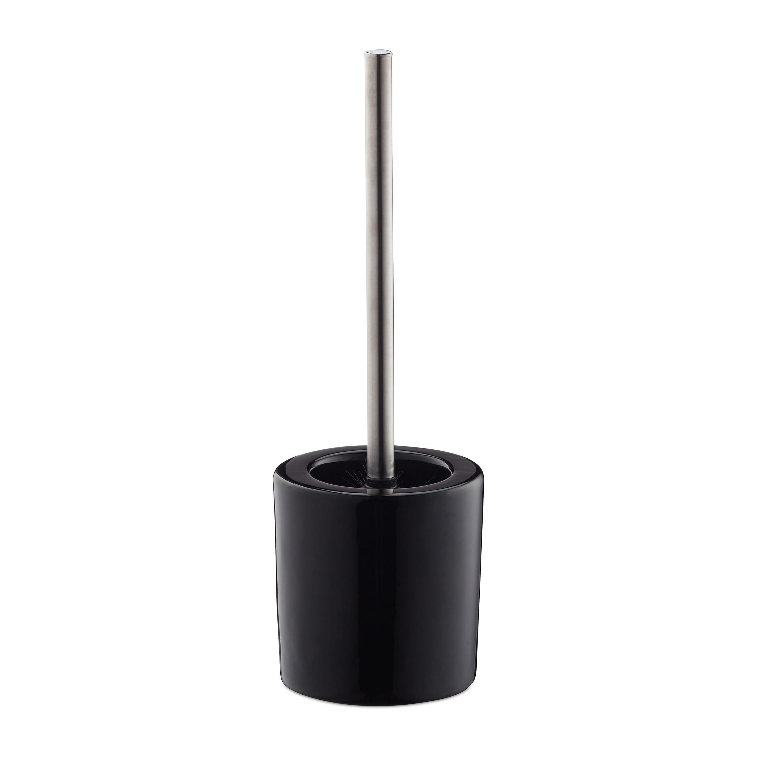 WC-GARNITUR - Schwarz, Keramik/Kunststoff (12.5/38.5/12.5cm) - Relaxdays