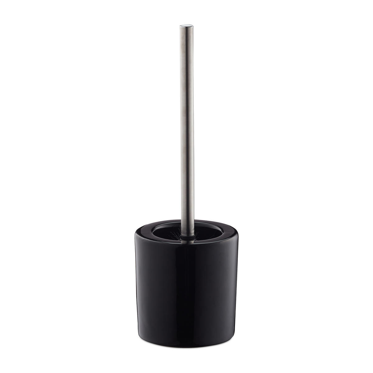WC-GARNITUR - Schwarz, Keramik/Kunststoff (12.5/38.5/12.5cm) - Relaxdays