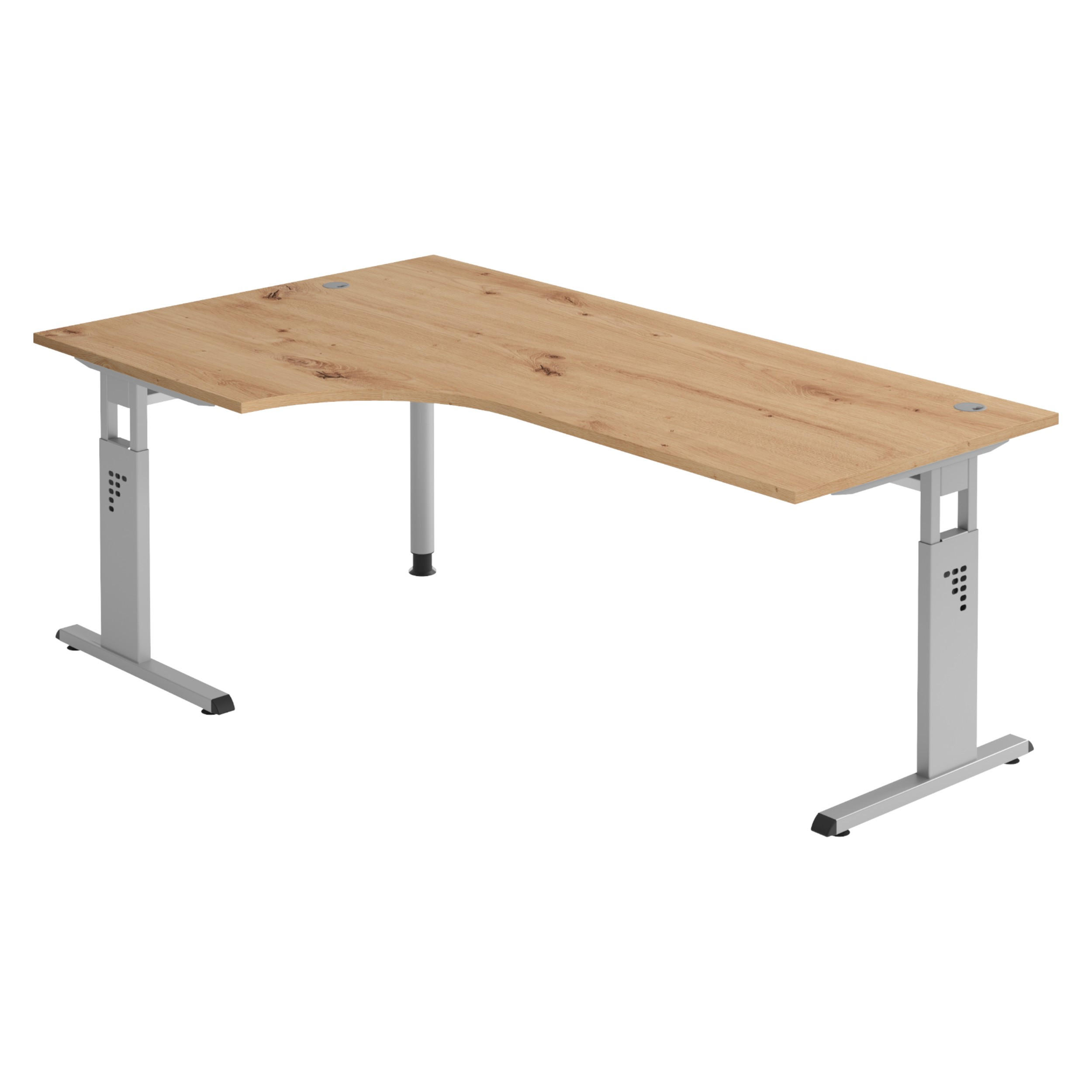 bümö Schreibtisch Wildeiche, Silber 200x74x120 cm