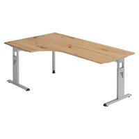 SCHREIBTISCH Serie-O 120/200/74 cm in Wildeiche/Silberfarben - Wildeiche/Silberfarben, Holzwerkstoff (120/200/74cm) - bümö