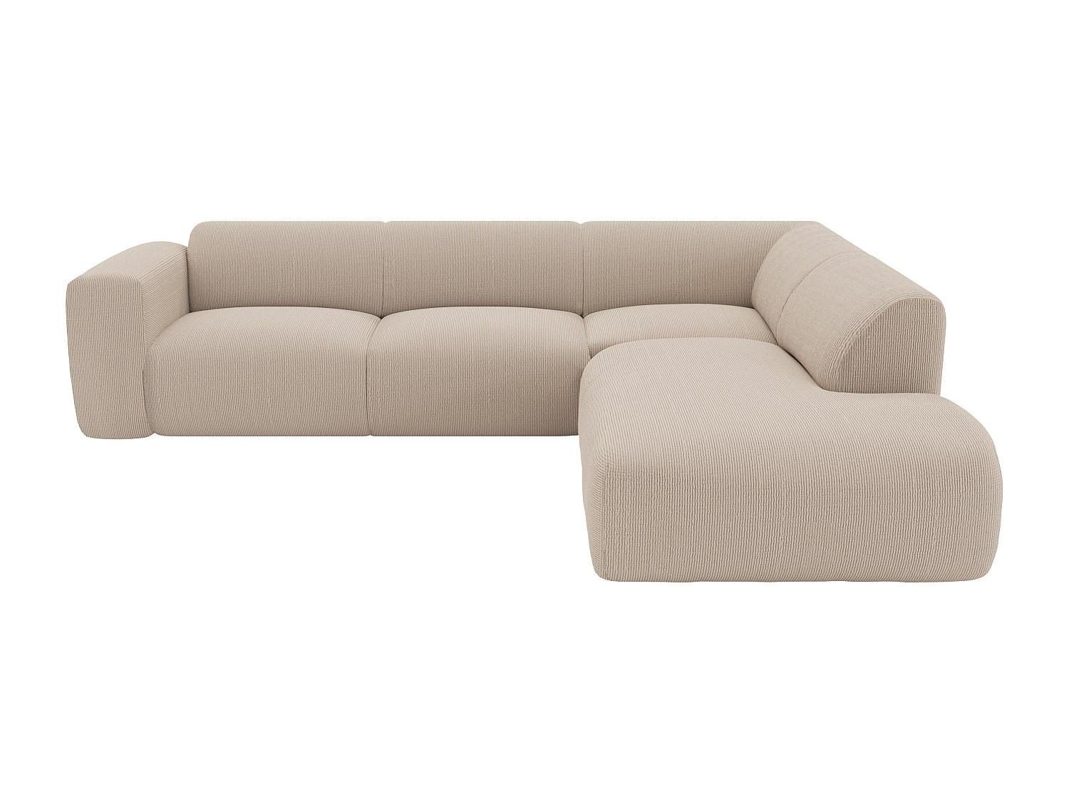 SOFA ohne Schlafmöglichkeit - 6 Personen - Samt, Stoff - Beige - - Beige, Textil (269/221cm) - Vente-Unique