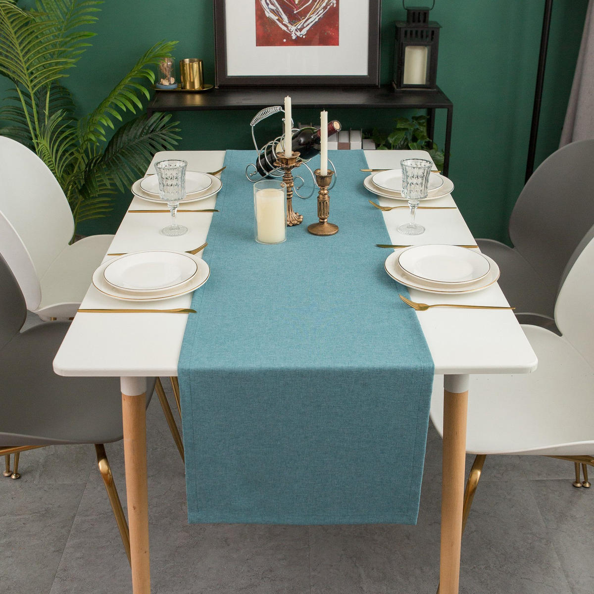 TISCHLÄUFER modern abwaschbar, wasserabweisend, Lotuseffekt, 30x120 cm, Blau - Blau, Textil (30/120cm)