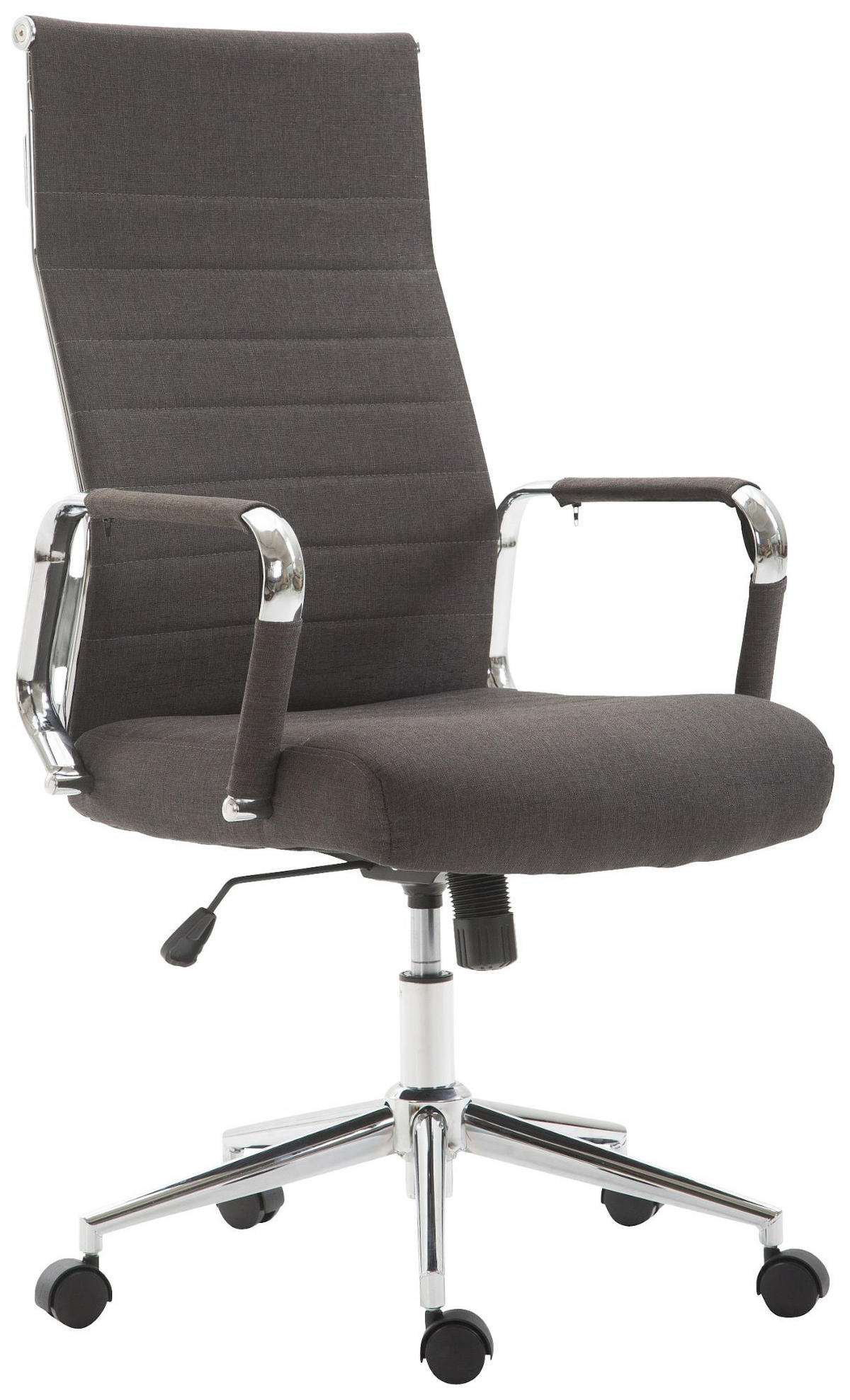 DREHSTUHL Stoff dunkelgrau - Chromfarben/Dunkelgrau, Textil/Metall (58/105/66cm) - CLP