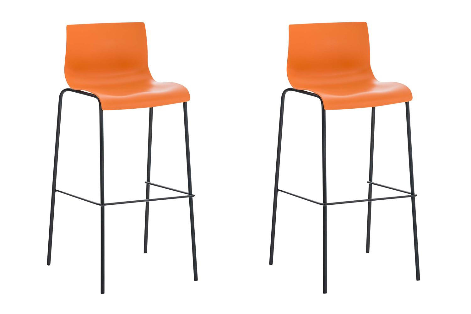 BARHOCKER 2er Set Kunststoff orange - Schwarz/Orange, Kunststoff/Metall (43/100/48cm) - CLP