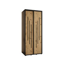 SCHWEBETÜRENSCHRANK 235,2/110/45 2-türig - Schwarz/Eiche Artisan, Holz/Metall (110/235/45cm) - Abiks Möbel