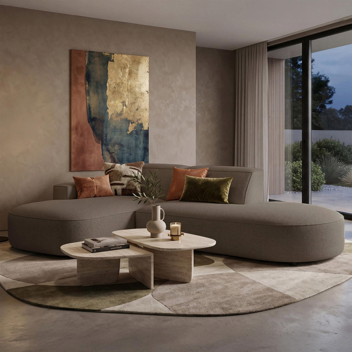 ECKSOFA Sallmo L-Form, 3-Sitzer, links 276 cm - Hellbraun/Schwarz, Kunststoff/Textil (276/166cm) - Selsey
