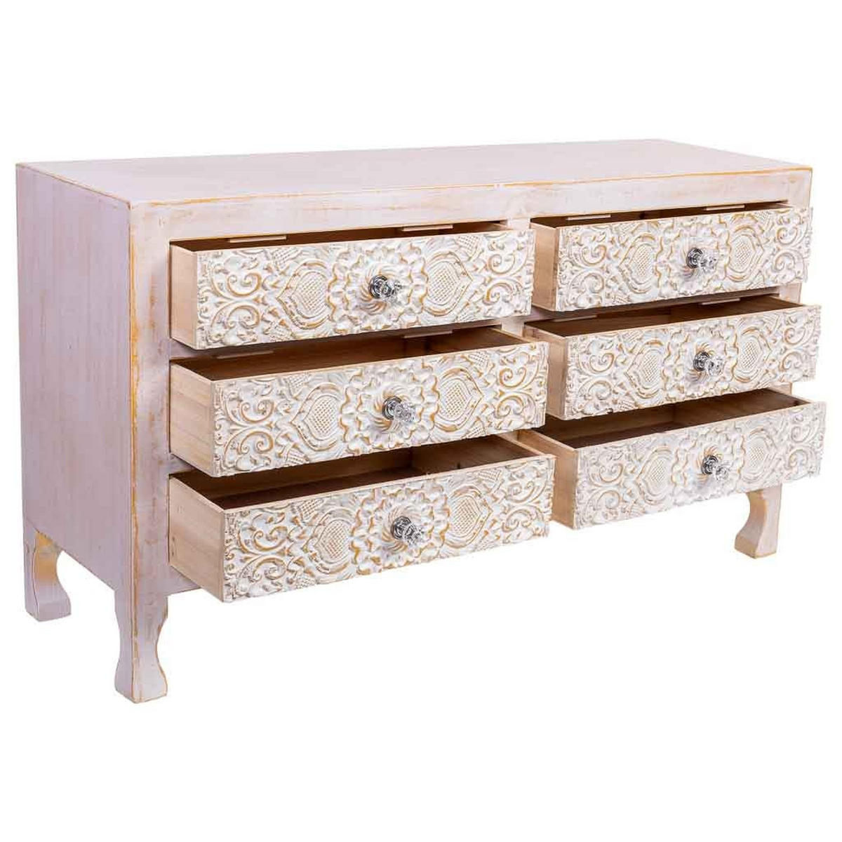 KOMMODE aus Holz 91x29x52 cm - Weiß, Holz (91/51/28cm) - Wanderlust