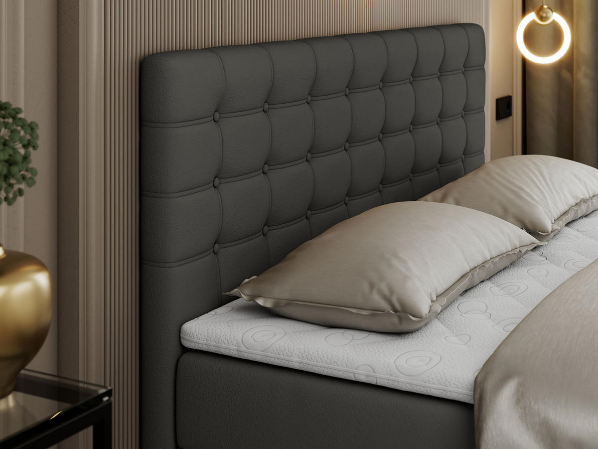 BOXBETT SUSAN 200/200 Dunkelgrau Kunstleder - H4 - Dunkelgrau, Holz/Textil (200/200cm) - MKS