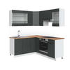 ECKKÜCHE Fame-Line Anthrazit Landhaus/Weiß 160 x 190 cm, AP Eiche - Dunkelgrau/Weiß, Holzwerkstoff (190/81.6/60cm) - Vicco