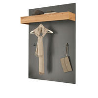 GARDEROBENPANEEL grau matt, Eiche Wotan 100 cm, Wandgarderobe mit Kleiderstange - Eiche Wotan/Grau, Holzwerkstoff/Metall (100/135/25cm) - Furn.Design