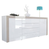 SIDEBOARD La Paz Weiß Hochglanz / Sandgrau Hochglanz - Weiß Hochglanz, Holzwerkstoff (167/72/35cm) - Vladon