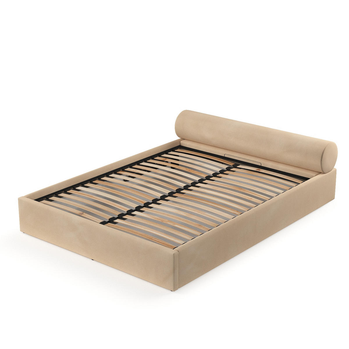 POLSTERBETT Solvo mit Stauraum 200/200 cm Hellbeige im Kronos Stoff - Beige/Schwarz, Holz/Holzwerkstoff (200/200cm) - AltaBeds