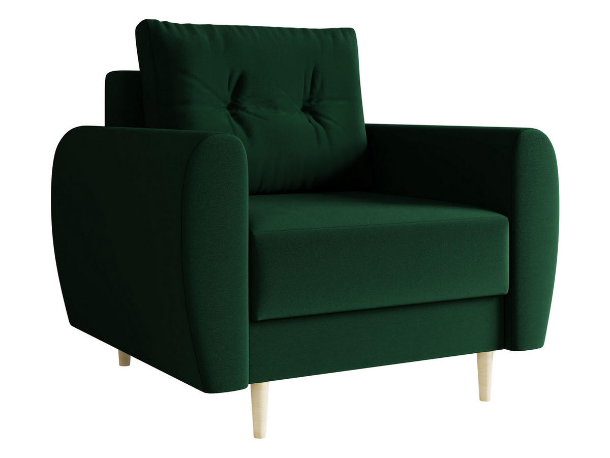 SESSEL Palermo - Naturfarben/Grün, Holz/Textil (104/95/82cm) - MIRJAN24