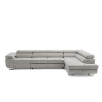 ECKSOFA WILD MAXI L Rechts mit Schlaffunktion 125x195 Chenille Grau - Chromfarben/Grau, Holz/Textil (203/350cm) - Muffo