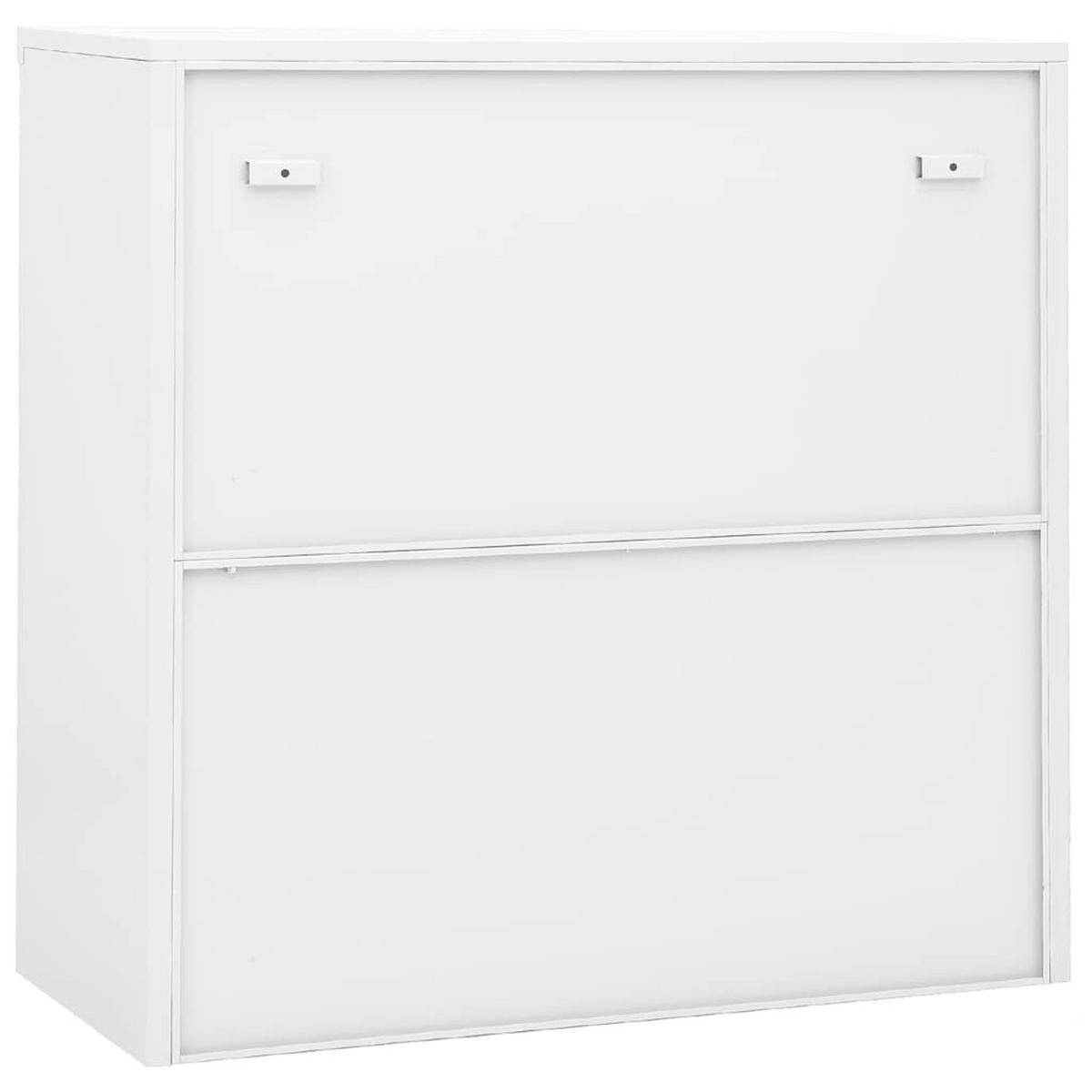 BÜROSCHRANK Mit Schiebetür Weiss 90/40/90 Cm Stahl - Weiß, Metall (40/90/90cm) - vidaXL