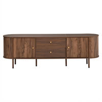TV-ELEMENTLOWBOARD 180x40x58cm Holzoptik-Nussbaum mit Schiebetüren und Schubladen - Walnussfarben, Holz (46.51/18.01/75.79cm) - Raelunyi