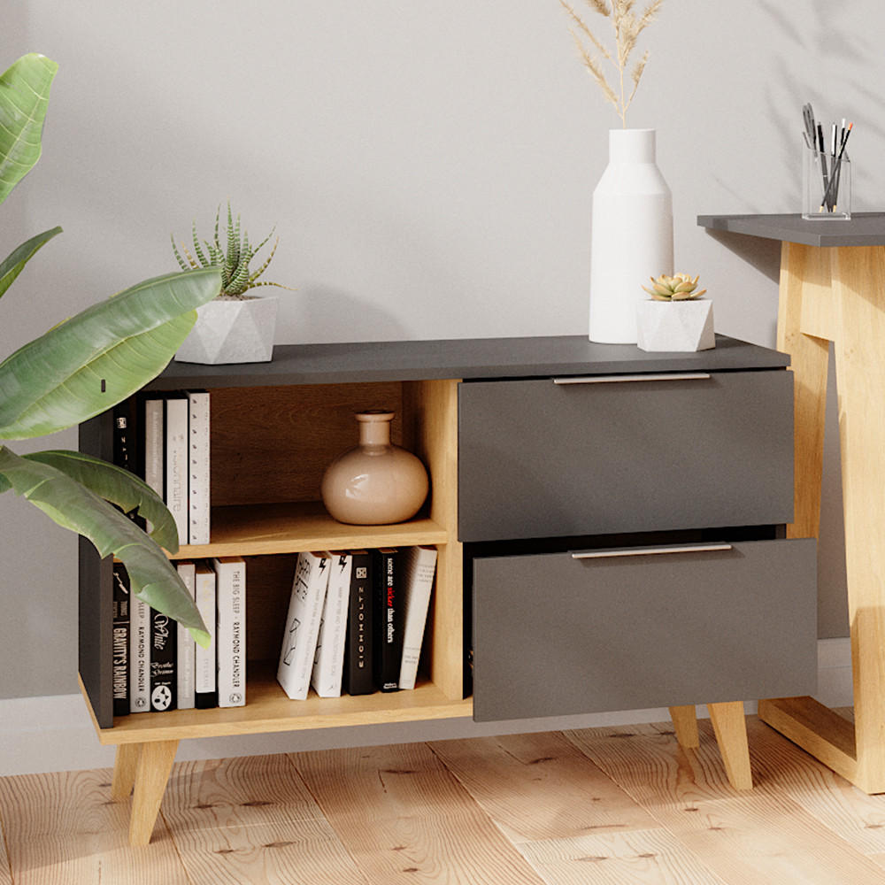 LOWBOARD Nautica Anthrazit 90 x 61 cm - Anthrazit, Holzwerkstoff (90/61/40cm) - Vicco