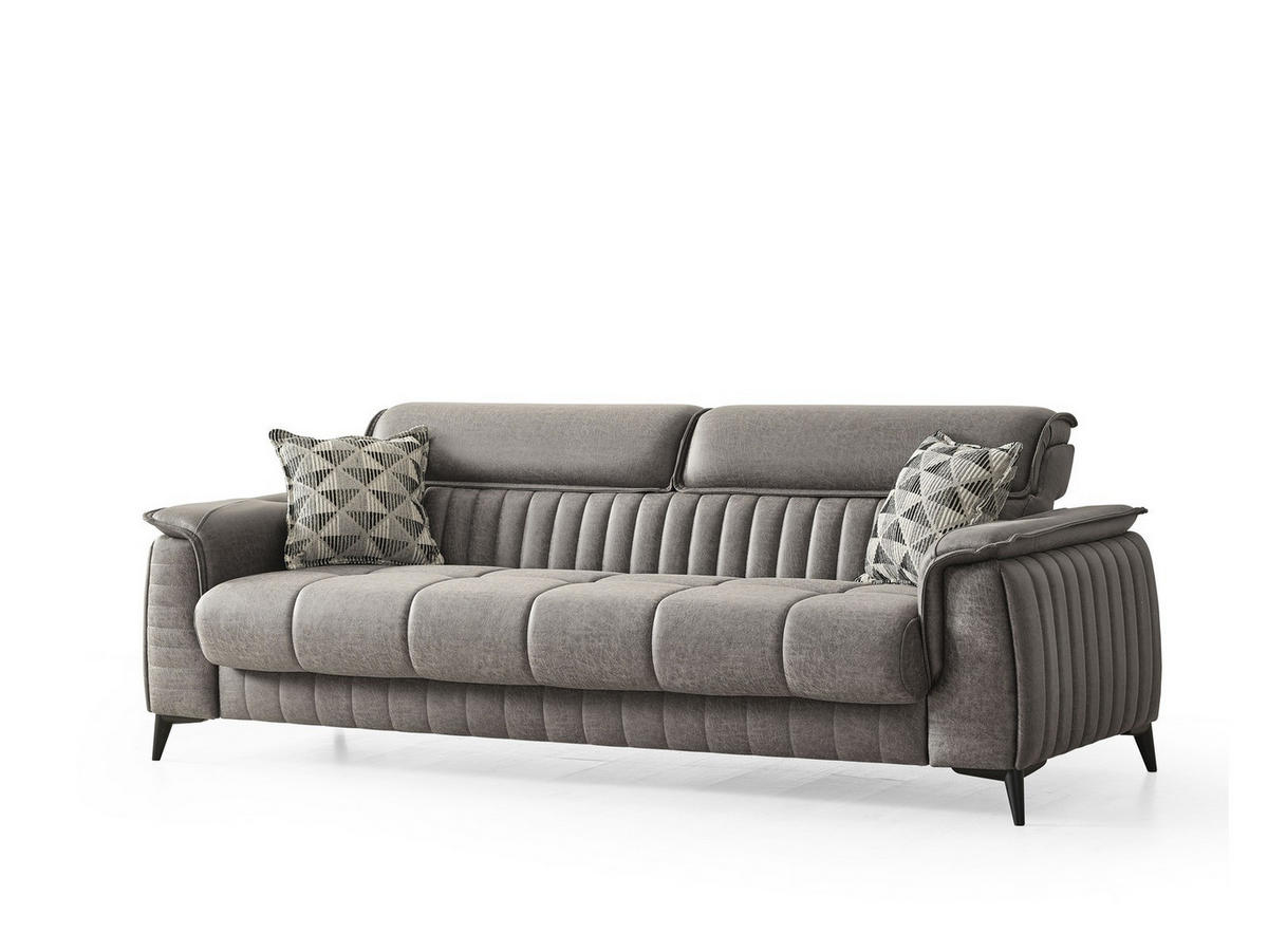 SITZGARNITUR Regina, Grau Stellvariante 3+2 - Grau, Holzwerkstoff/Kunststoff (243/85/95cm)
