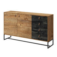 SIDEBOARD Dark Eiche Ribbeck / black stone 153 / 39 / 89cm - Eichefarben/Schwarz, Holzwerkstoff (153/89/39cm) - Feldmann-Wohnen