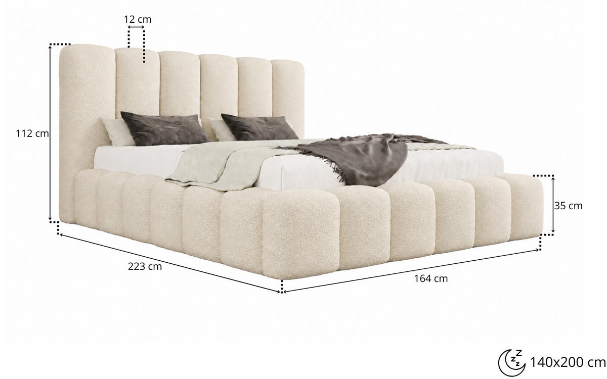 POLSTERBETT MELLOW 140x200 cm in Schwarz, gepolstertes Kopfteil, Lattenrost, Bettkasten, Velvet-Stoff - Schwarz, Holz/Textil (140/200cm) - EMLAR Home
