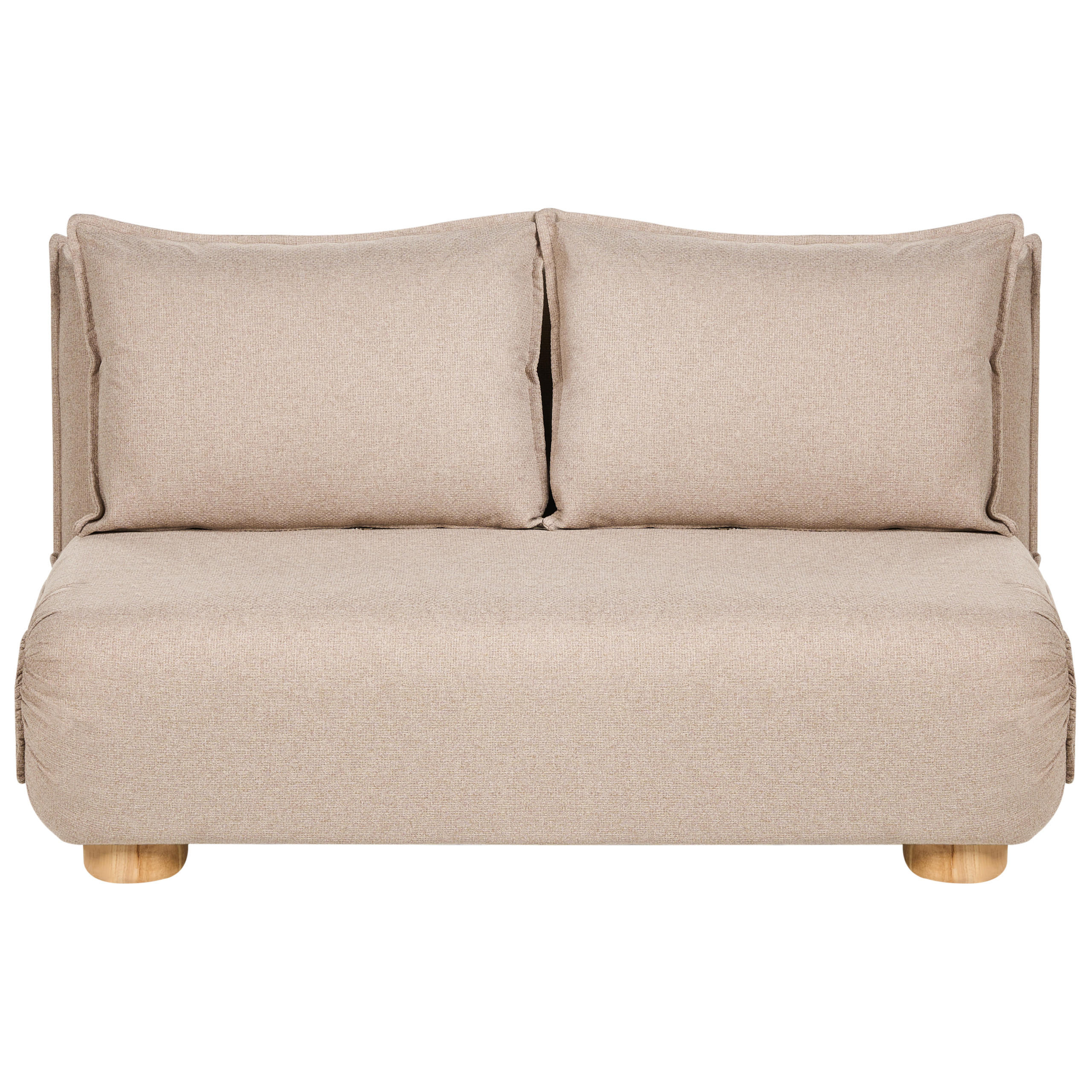 SCHLAFSOFA 2-Sitzer Kunstleinen Beige Abisko - Hellbraun/Beige, Textil (140/80/82cm) - Beliani