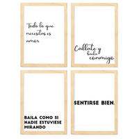 POSTER Set mit 4 Tanzen TypografieStil A4 Rahmen aus hellem Holz - Beige, Papier (29.7/3cm) - Nacnic