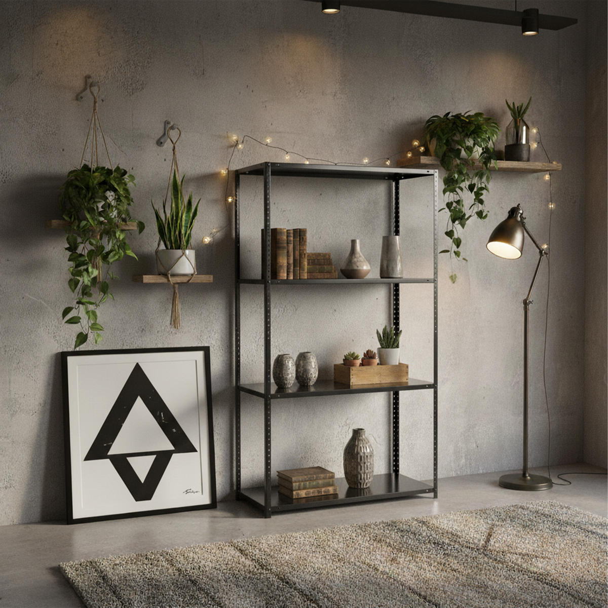 LAGERREGAL - Schwarz, Kunststoff/Metall (75/145/30cm) - Relaxdays