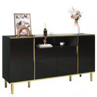 SIDEBOARD Schwarz mit LED 150/40/80 cm - Schwarz, Holzwerkstoff (40/80/150cm) - Urban Meuble