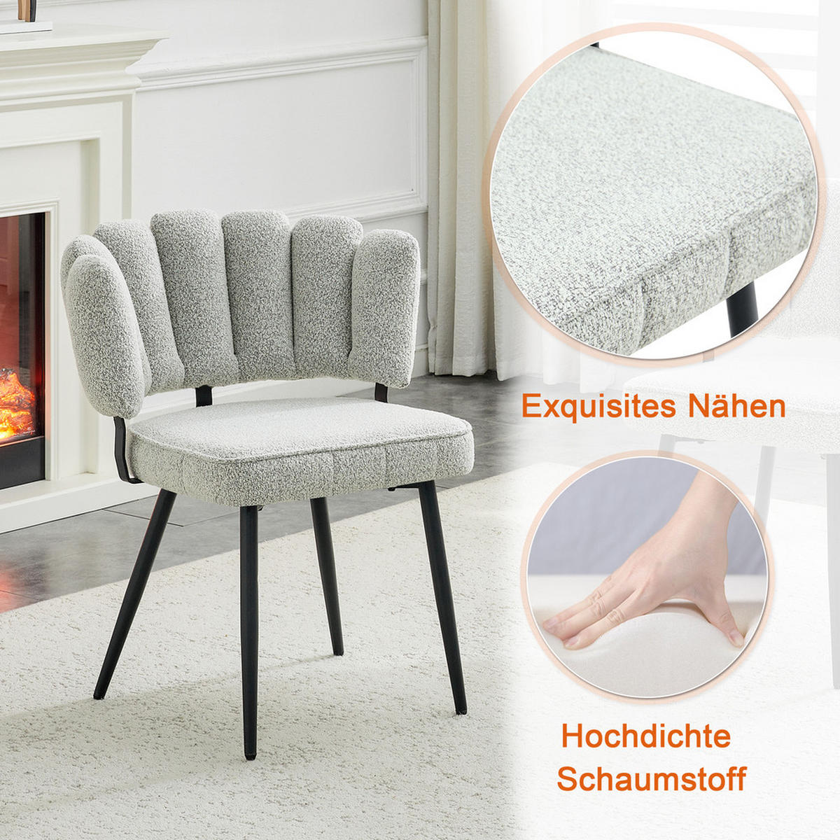 TISCHGRUPPE 3-tlg Runder Esstisch 60cm Hellgrau - Grau, Metall (73.5/21.5/76cm) - Raelunyi