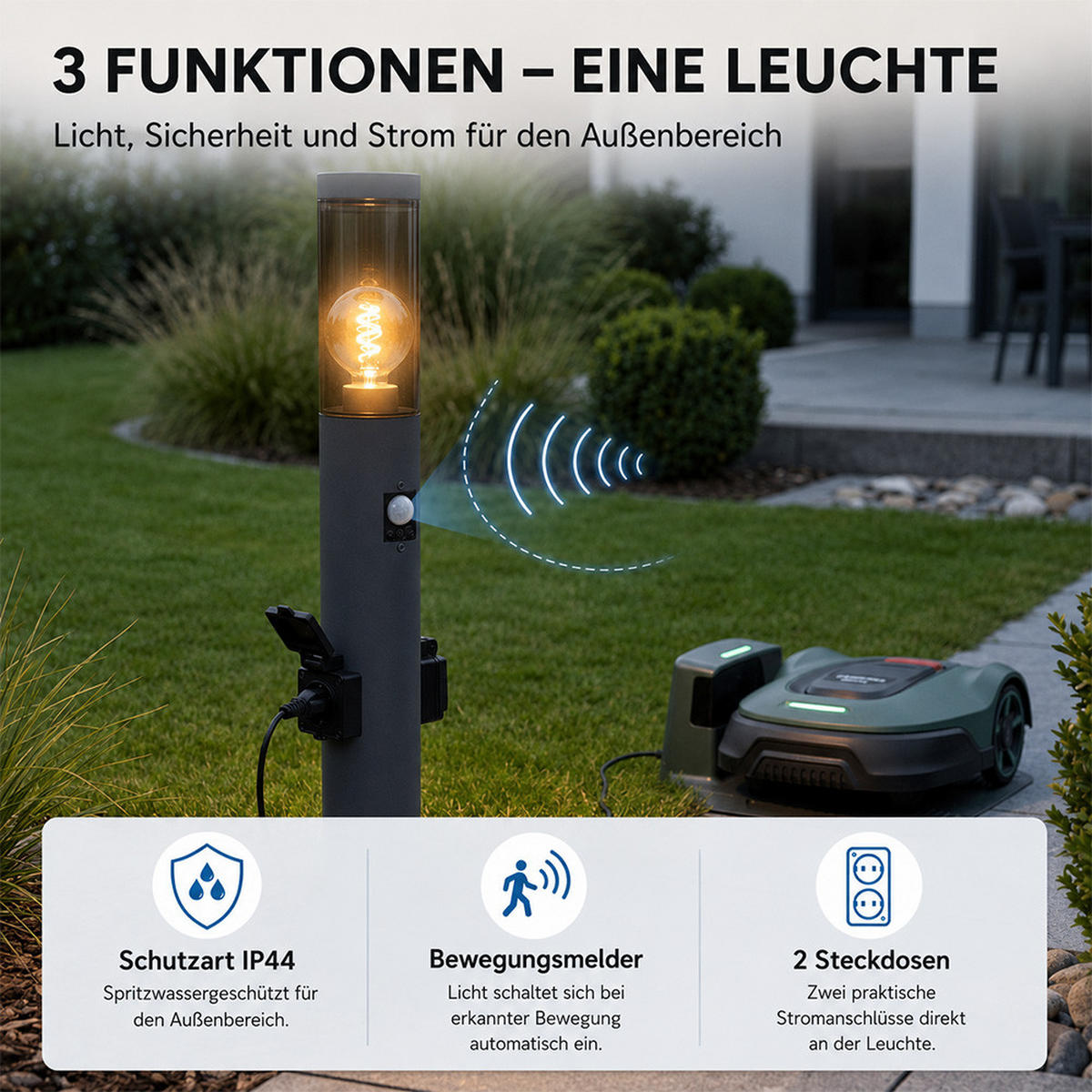 LED AUSSENLEUCHTE BOSTON Anthrazit - Anthrazit, Kunststoff (7.6/7.6/60cm) - Globo Lighting