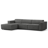 ECKSOFA mit Longchair - Anthrazit/Schwarz, Kunststoff/Textil (294/177cm) - home24
