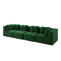 ECKSOFA mit tiefer Sitzfläche und weichen Kissen aus Cord - Grün, Textil (386/104cm) - EVRYAE
