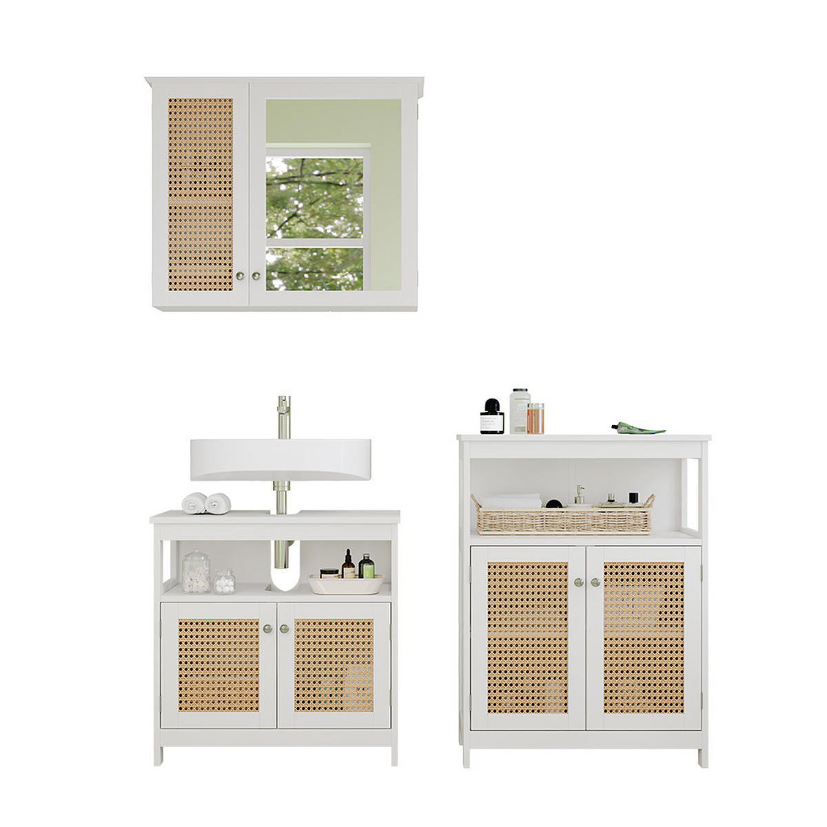BADMÖBEL-SET Rosario Weiß 3 Teile - Weiß, Holzwerkstoff (60/60/30cm) - Vicco