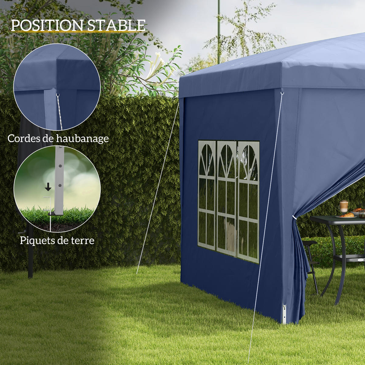 PAVILLON DE-13940 3/3 m mit Fenstern Blau - Blau, Textil (295/258/295cm) - ComfortXL