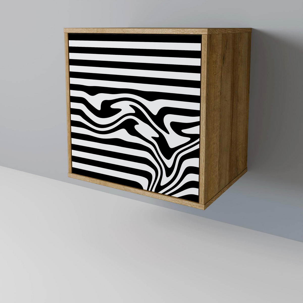 SIDEBOARD SPECTRA SHOWCASE, Eichefarben, 57,5x42x75,5 cm, Goldfarbene Metallfüße - Eichefarben/Goldfarben, Holzwerkstoff/Metall (57.5/75.5/42cm) - SpaceRebels