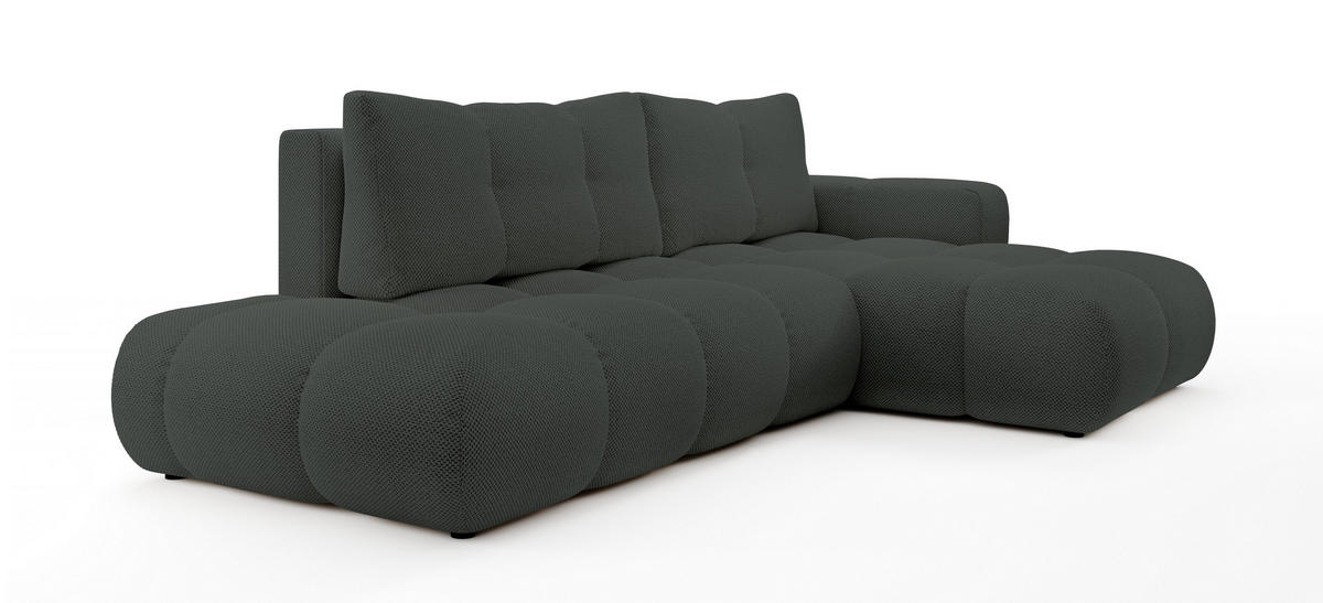 ECKSOFA DUCA R-S Grau Jersey mit Schlaffunktion - Anthrazit, Holz (266.5/266.5cm) - MASSENO