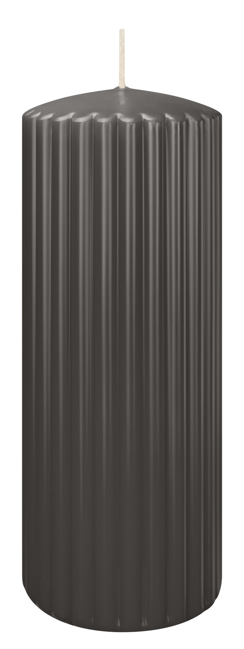 RILLEN KERZEN Grau 200 x Ø 80 mm, 4 Stück - Grau, Paraffin (8/20/20cm) - Wiedemann Kerzen