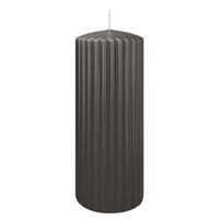 RILLEN KERZEN Grau 200 x Ø 80 mm, 4 Stück - Grau, Paraffin (8/20/20cm) - Wiedemann Kerzen