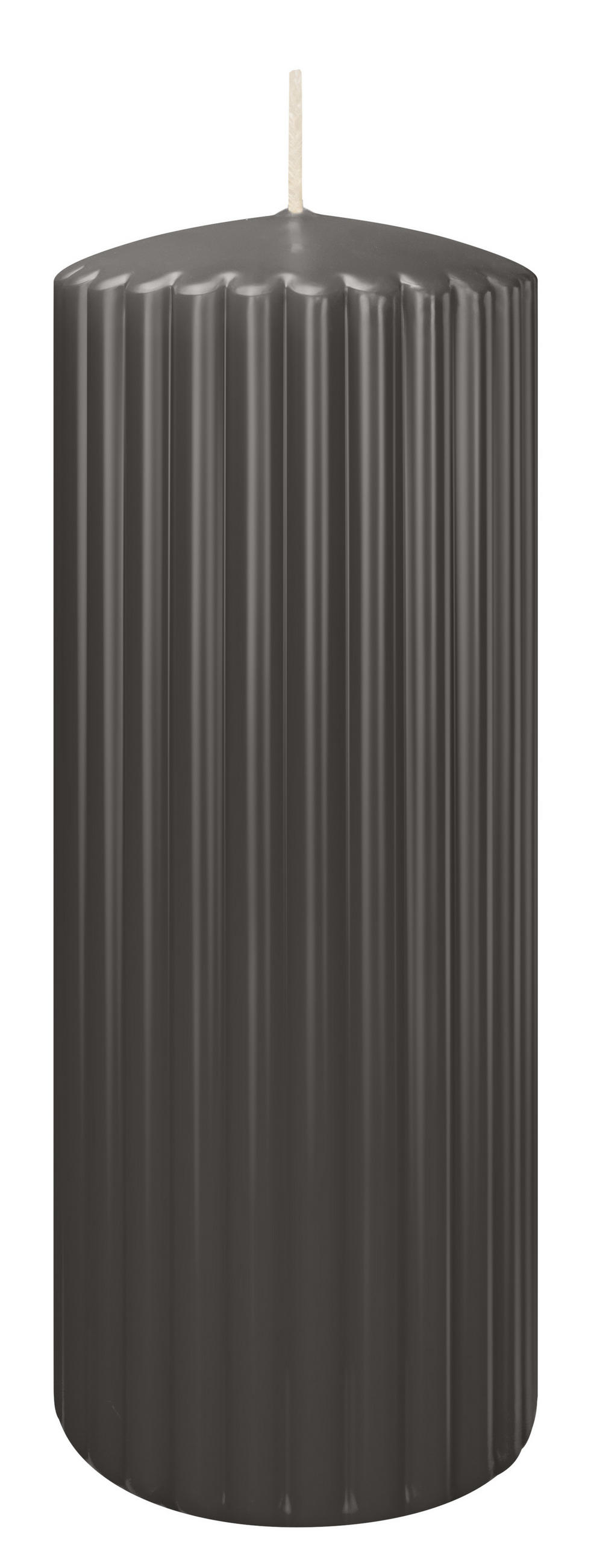 RILLEN KERZEN Grau 200 x Ø 80 mm, 4 Stück - Grau, Paraffin (8/20/20cm) - Wiedemann Kerzen