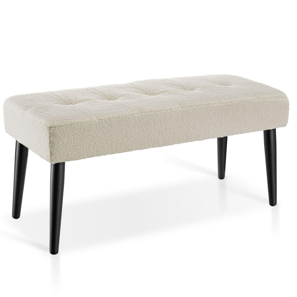 SITZBANK Glora, Belastbarkeit 220 kg, 95 x 38 x 45 cm, Bouclé creme - Creme, Holz (95/45/38cm) - tectake